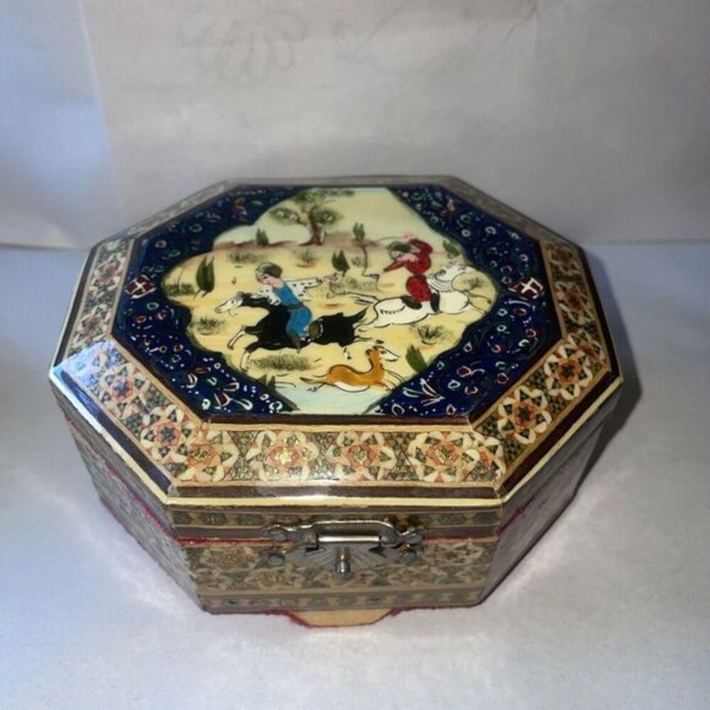 Persian Khatam Marquetry Wooden Trinket Box
